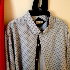 Blue white long sleeve bottom down